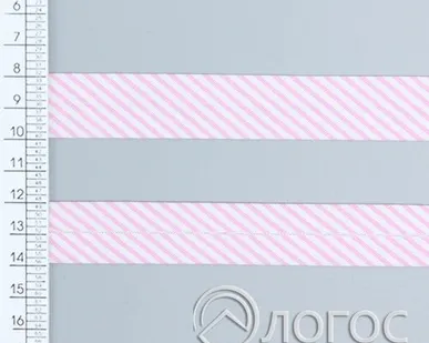 фото Косая бейка декор. .Т. 20 мм, С2, С2 (белый/розовый)