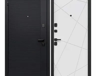 фото Дверь входная Гарда Черный Кварц 7,5см (Ferroni) МДФ/МДФ, Сатин черный/Сатин белый 2050х960мм, ЛЕВАЯ