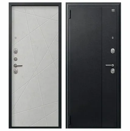 Фото №0 Дверь входная А-03 (Центурион) металл/МДФ, Черный сатин/Бетон светлый 2050х860мм, ЛЕВАЯ (2025)