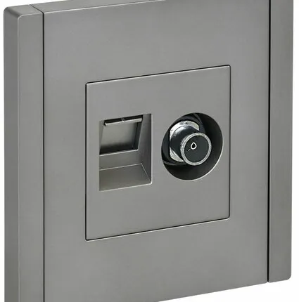 Фото №0 FORTE&PIANO Розетка двойная TV+RJ45 кат.5E FP536 сталь IEK