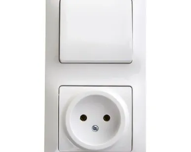 фото Блок комбинированный GLOSSA розетка + выкл. 1-кл. бел. SchE GSL000160