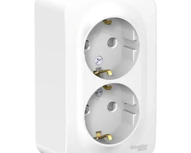 фото Розетка 2-м ОП Blanca 16А IP20 250В с заземл. защ. шторки с изолир. пластиной бел. SE BLNRA011211
