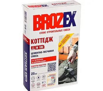 фото Смесь цементно-песчаная 25 кг BROZEX Коттедж, М100, универсальная
