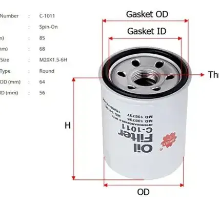 Фото №0 Фильтр масляный SAKURA C1011 Hyundai Atos 1.0i, KIA Carens 1.6-2.0i 98>
