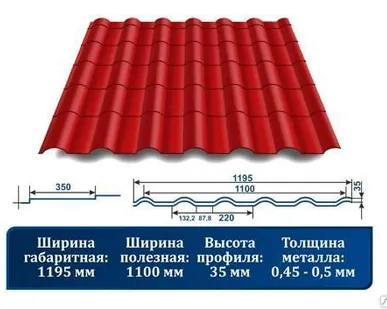 фото МЕТАЛЛОЧЕРЕПИЦА "КРОНА" С 3D РЕЗОМ 3003 красный рубин