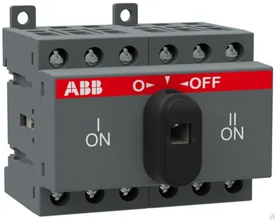 фото Реверсивный рубильник на Din рейку ABB ОТ100F3C 3-х полюсный (без ручки упр