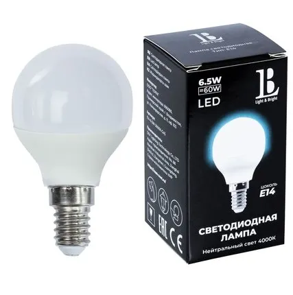 Фото №0 Светодиодная лампа L&B 6W 520Lm 4000K E14 E14-6,5W-4000К-G45