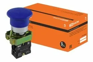 фото Кнопка BС61 "Грибок" без подсветки синий 1з TDM