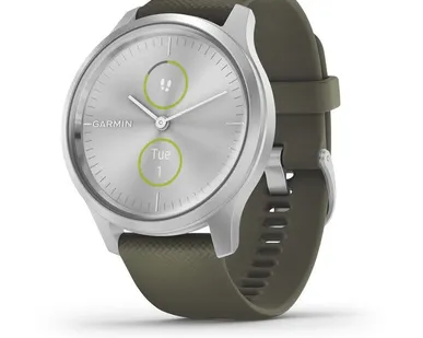 фото Часы Garmin Vivomove Style серебристый с травяным силиконовым ремешком