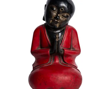 фото Фигурка Будда - младенец, молящийся, средний, красный, 30см, дерево, Chateau Collection CC-BCPM-R