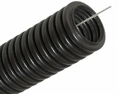 фото Труба ПНД гофрированная D16мм (бухта 50м) с протяжкой черная