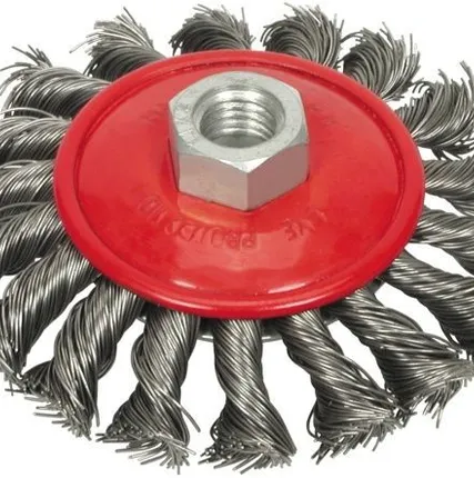 Фото №0 Корщетка тарелка ЕРМАК металл. для УШМ 100мм/М14 крученая