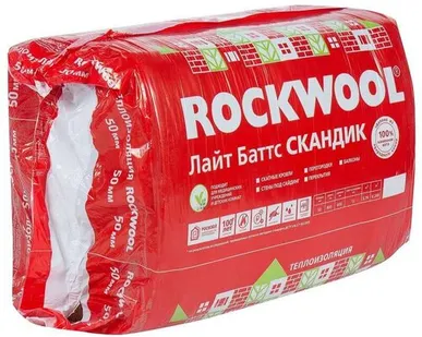 фото Утеплитель Лайт Баттс скандик Rockwool (800*600*100) 6п/0,288м3/2,88м2 (36 уп/п)