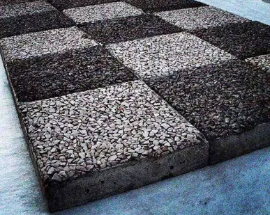 фото Тротуарная плитка из камня - мытый бетон - брусчатка
