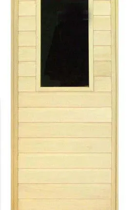 Фото №0 Дверь с стеклом из липы для бани 1800х700мм сорт АА бессучковая