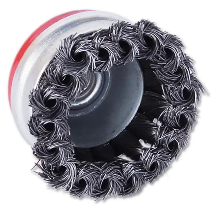 Фото №0 Щетка для болгарки, 65мм, М14 "чашка" латунированная витая проволока