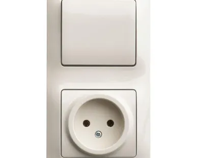 фото Блок комбинированный Glossa (розетка + 1-кл. выкл.) беж. SE GSL000260