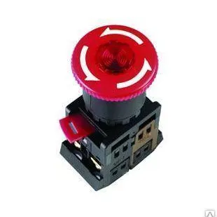 фото Кнопка AEAL-22 Грибок с фиксацией красный поворот d22мм 1НО+1НЗ ИЭК