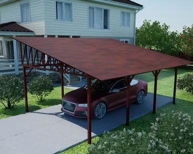 фото Односкатный навес №33 из гибкой черепицы 4,9х6,25 м