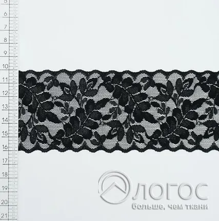 Фото №0 Кружево стрейч гипюр 1026 60 мм, черный
