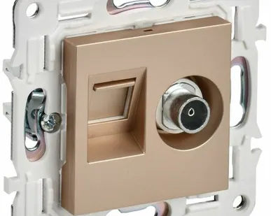 фото SKANDY Розетка двойная TV+RJ45 кат.5E SK-A14Sa песочный IEK
