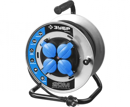 Фото №0 Удлинитель ЗУБР "ПРОФИ" на металл катушке, КГ 3х1,5кв мм, морозостойкий, 4