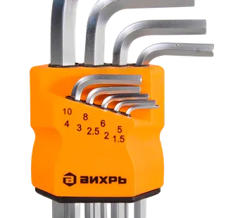 фото Набор ключей имбусовых Вихрь HEX, 9 шт, 1.5-10 мм