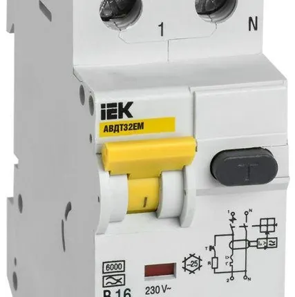 Фото №0 Выключатель автоматический дифференциального тока В 16А 10мА АВДТ32EM IEK MVD14-1-016-B-010