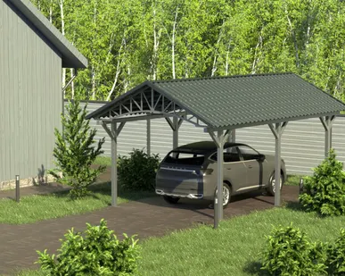 фото Двускатный навес №22 из металлочерепицы 3,5х6,3 м