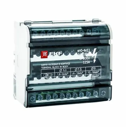 Фото №0 Шина нулевая на DIN-рейку в корпусе EKF 4х11 групп