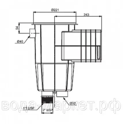 Фото №2 Скиммер 15 л со стандартным раструбом (круглая крышка)