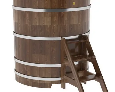 фото Купель для бани из сращенной лиственницы угловая 1,19х1,19 (мореная, Н = 1,4 м)