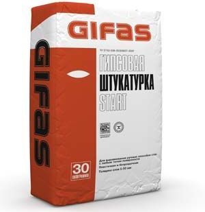 фото Штукатурка гипсовая Гифас Старт, 30кг Gifas