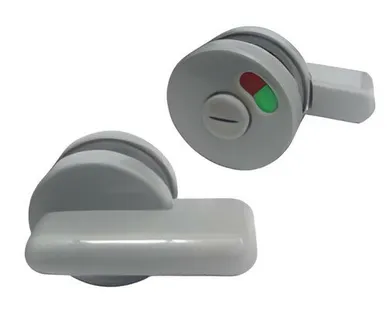 фото Задвижка дверная Пластик (ПВХ) Серая с индикатором открыто / закрыто (поворотная)