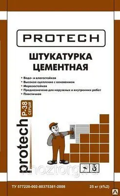 Фото №0 ПРОТЕК Штукатурка фасадная цементная серая Р-38