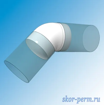 Фото №1 Колено круглое угол 45° D100, ПВХ, ERA