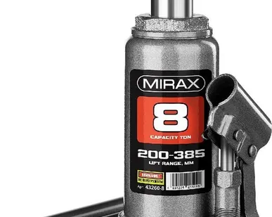 фото Домкрат гидравлический бутылочный, 8т, 200-385мм, MIRAX 43260-8 43260-8