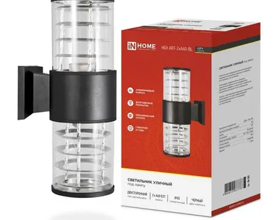 фото Светильник НБУ ART-2хA60-BL E27 IP65 230В уличный настенный двусторонний алюм. под лампу 2хA60 черн. IN HOME 4690612037776