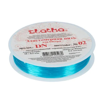 Фото №0 "Zlatka" / "Gamma" Эластомерная нить (термополиуретан) DN d 0.6 мм 18 м №02 светло-бирюзовый