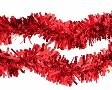 фото Мишура красная с толстыми кончиками 8,5 см х 2 м