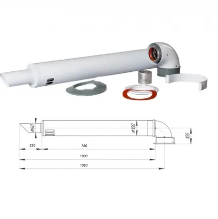 Фото №0 Комплект коаксиального дымохода 100/60, длина 1 м, антилёд FAVORIT