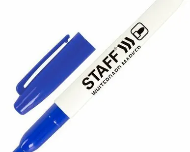 фото Маркер стираемый для белой доски STAFF "EVERYDAY" WBM-093, СИНИЙ, 2,5 мм, тонкий корпус, 151094, набор из 2 штук (14/3/1.8 / 0.02)