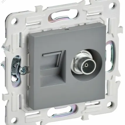 Фото №0 SKANDY Розетка двойная TV+RJ45 кат.5E SK-A14Gr серый IEK