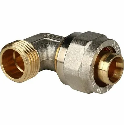 Фото №0 Угольник-переходник STOUT с наружной резьбой 1/2 х20 для металлопластиковых труб винтовой