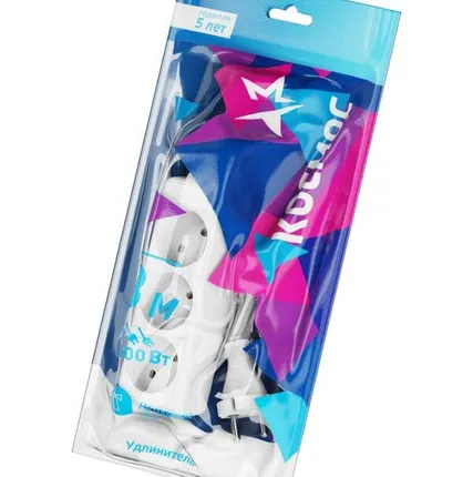 Фото №1 Удлинитель 3х3м без заземл. 16А IP20 ПВС 2х1 Космос YKsm3m-3g(K)