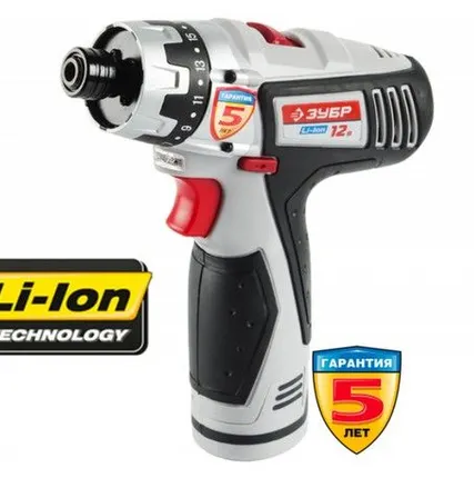 Фото №0 Аккумуляторная дрель-шуруповерт ЗУБР ЗША-12-Ли-КН