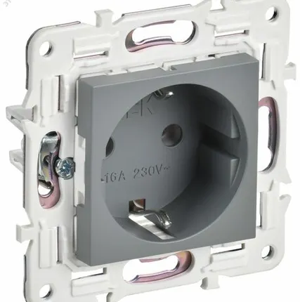 Фото №0 SKANDY Розетка с заземлением без защитных шторок 16А SK-R05Gr серый IEK