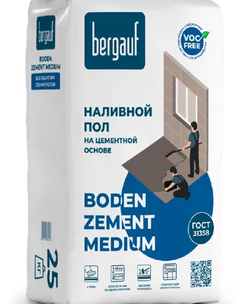 Фото №0 Пол БЕРГАУФ Boden Zement Medium /25кг, от 5-60 мм/56шт/