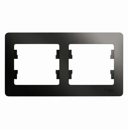 Фото №0 Рамка 2-м Glossa горизонт. антрацит SchE GSL000702