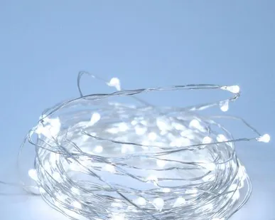 фото Гирлянда светодиодная "Серебряные нити" 10м 100LED в виде капель работает от 220В с трансформатором Космос KOCNL-EL150_silver